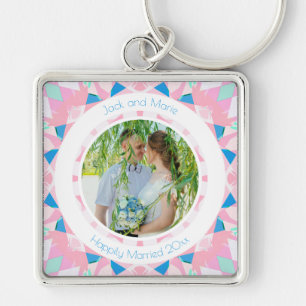 Pink Blue 5. Hochzeitstag Keepake Geschenk Schlüsselanhänger