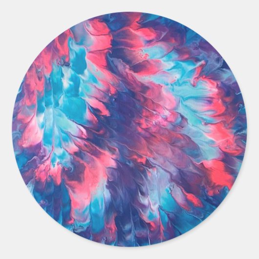Pink Blue Abstrakt Peace Sign Stickers (Vorderseite)