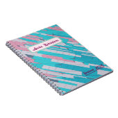 Pink & Blue Abstrakte Muster Spiral Notebook Notizblock (Rechte Seite)