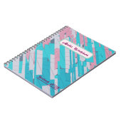Pink & Blue Abstrakte Muster Spiral Notebook Notizblock (Linke Seite)