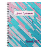 Pink & Blue Abstrakte Muster Spiral Notebook Notizblock (Vorderseite)