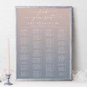 Pink & Blue Alphabetical Wedding Seating Chart Poster