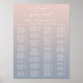 Pink & Blue Alphabetical Wedding Seating Chart Poster (Vorne)