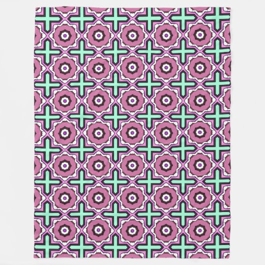 Pink, blue and black geometric pattern fleecedecke (Vorderseite)
