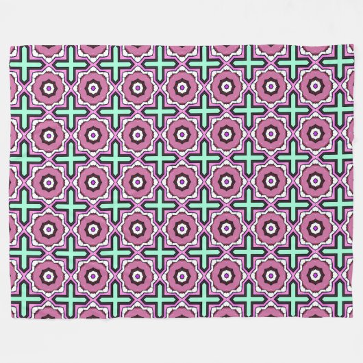Pink, blue and black geometric pattern fleecedecke (Vorderseite (Horizontal))