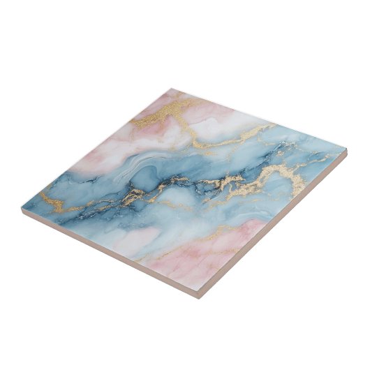 Pink, Blue, and Gold Swirls Fliese (Seite)