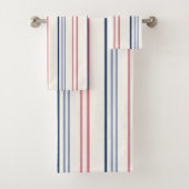 Pink blue and white stripes badhandtuch set (Insitu)