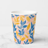 Pink, Blue, and Yellow Lithograph Floral Wedding Pappbecher (Vorderseite)