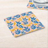 Pink, Blue, and Yellow Lithograph Floral Wedding Rechteckiger Pappuntersetzer (angewinkelt)