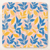 Pink, Blue, and Yellow Lithograph Floral Wedding Rechteckiger Pappuntersetzer (Vorderseite)