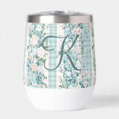 Pink Blue Aquamarin Monogram Initial Gingham Gift