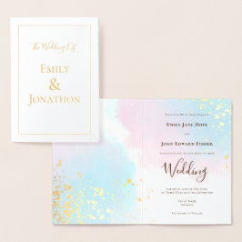 Pink Blue Aquamarin Watercolor Confetti Wedding Go Folienkarte