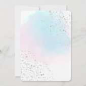 Pink Blue Aquamarin Watercolor Silver Confetti Wed Einladung (Rückseite)
