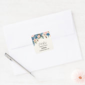 Pink & Blue Aquarell Blume Candle Business Quadratischer Aufkleber (Umschlag)