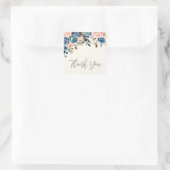 Pink & Blue Aquarell Blume Vielen Dank Quadratischer Aufkleber (Tasche)