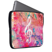 Pink Blue Aquarellfarben Musiknote Treble Clef Laptopschutzhülle (Vorne Rechts)
