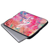 Pink Blue Aquarellfarben Musiknote Treble Clef Laptopschutzhülle (Vorne Knopf)