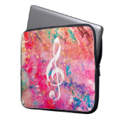 Pink Blue Aquarellfarben Musiknote Treble Clef Laptopschutzhülle (Vorderseite Links)
