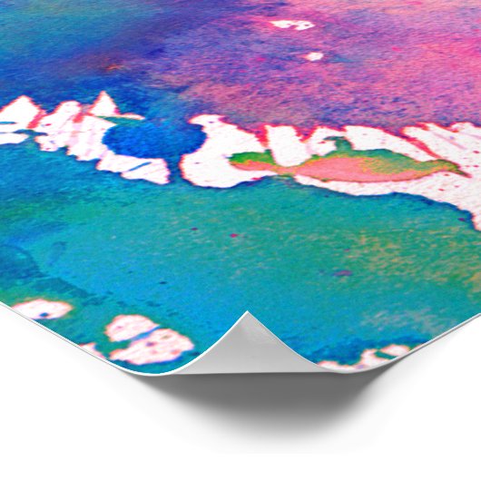 Pink Blue Aquarellfarben Musiknote Treble Clef Poster (Ecke)