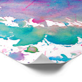 Pink Blue Aquarellfarben Musiknote Treble Clef Poster (Ecke)