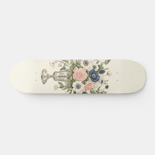 Pink Blue Aquarellfarben Musiknote Treble Clef Skateboard (Horizontal)