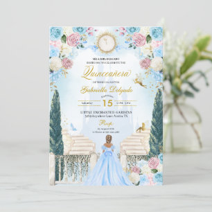 Pink & Blue Aschenputella Princess Fairy Quinceane Einladung