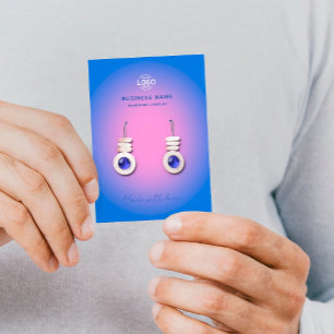 Pink Blue Aura Modern Ohrringe Display Card Visitenkarte