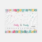 Pink Blue Baby Boy Girl Twins Meilenstein Fleecedecke (Vorderseite (Horizontal))
