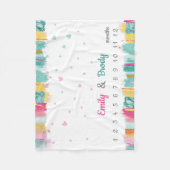 Pink Blue Baby Boy Girl Twins Meilenstein Fleecedecke (Vorderseite)