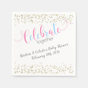 Pink Blue Baby Combined Joint Friends Celebration Serviette