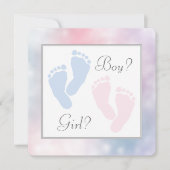 Pink Blue Baby Feet Footprint Gender Reveal Einladung (Vorderseite)