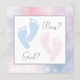 Pink Blue Baby Feet Footprint Gender Reveal Einladung