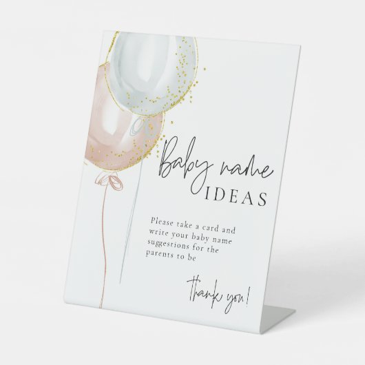 Pink & Blue Balloon Gender Reveal Baby Name Ideen Sockelschild (Vorderseite)