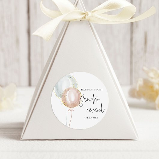 Pink & Blue Balloon Gender Reveal Bevorzugung Part Runder Aufkleber