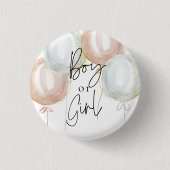 Pink & Blue Balloon Gender Reveal Junge oder Mädch Button (Vorderseite)