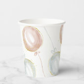 Pink & Blue Balloon Gender Reveal Pappbecher (Vorderseite)