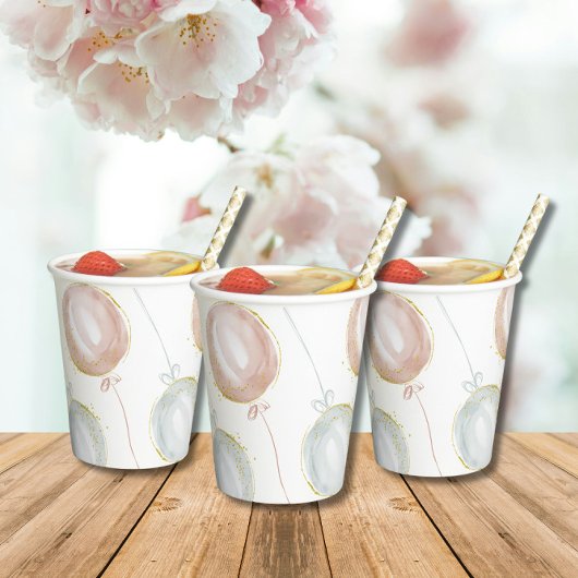 Pink & Blue Balloon Gender Reveal Pappbecher