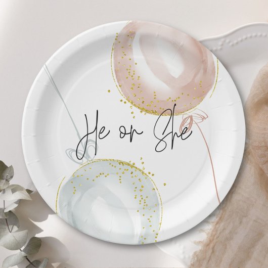 Pink & Blue Balloon Gender Reveal Pappteller