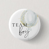 Pink & Blue Balloon Gender Reveal Team Boy Button (Vorderseite)
