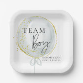 Pink & Blue Balloon Gender Reveal Team Boy Pappteller (Vorderseite)