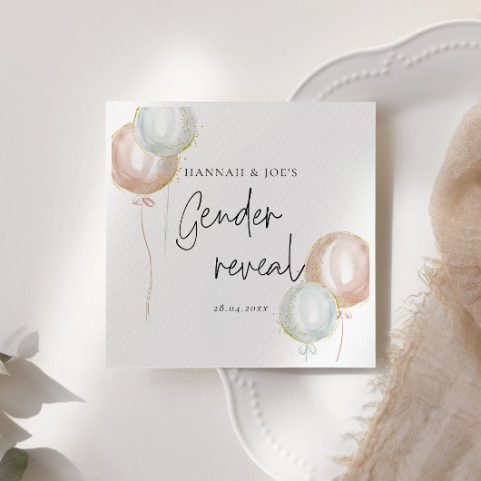 Pink & Blue Balloon Gender Reveal Team Boy Serviette