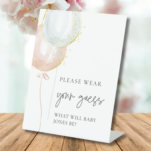 Pink & Blue Balloon Gender Reveal Tragen Sie Ihren Sockelschild