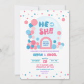 Pink Blue Balloon Giant Bubble Dom Gender Reveal Einladung (Vorderseite)