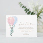 Pink Blue Balloons Baby Shower Finder Details Kart Einladung (Stehend Vorderseite)