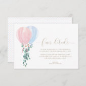 Pink Blue Balloons Baby Shower Finder Details Kart Einladung (Vorne/Hinten)