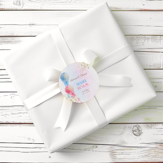 Pink Blue Balloons Gender Reveal Dusche Vielen Dan Runder Aufkleber