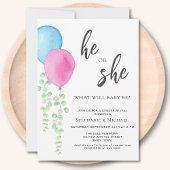 Pink Blue Balloons Gender Reveal Einladung