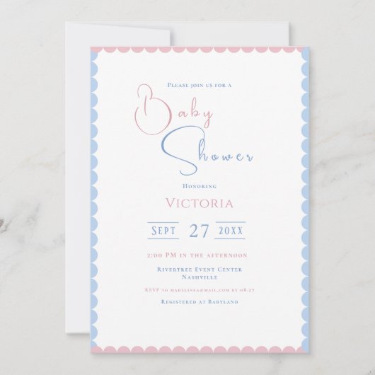 Pink & Blue Balloons Kinderdusche Einladung (Vorderseite)