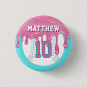Pink & Blue Baseball Drip Button (Vorderseite)