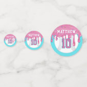 Pink & Blue Baseball Drip Konfetti (Vorderseiten)